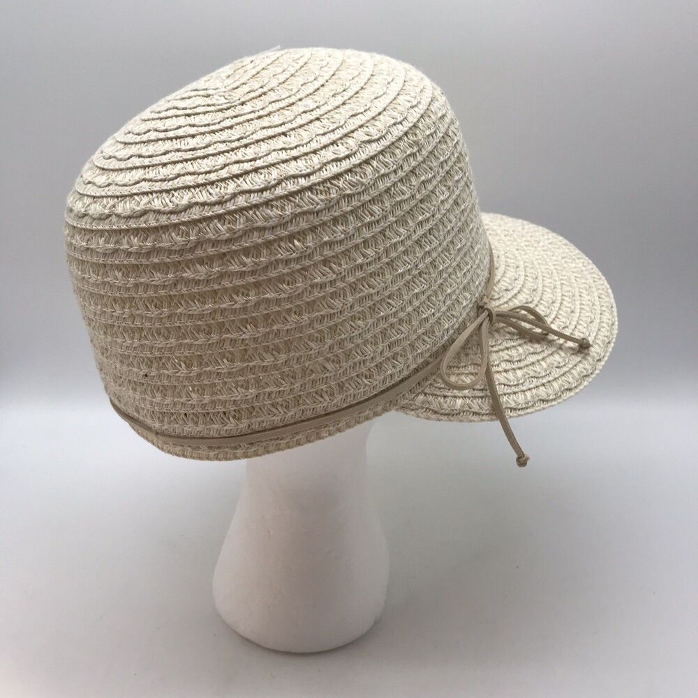 Nine West Face Framer Straw Sun Hat Women's OSFM Scallop Packable Vacation Beach - Picture 3 of 10